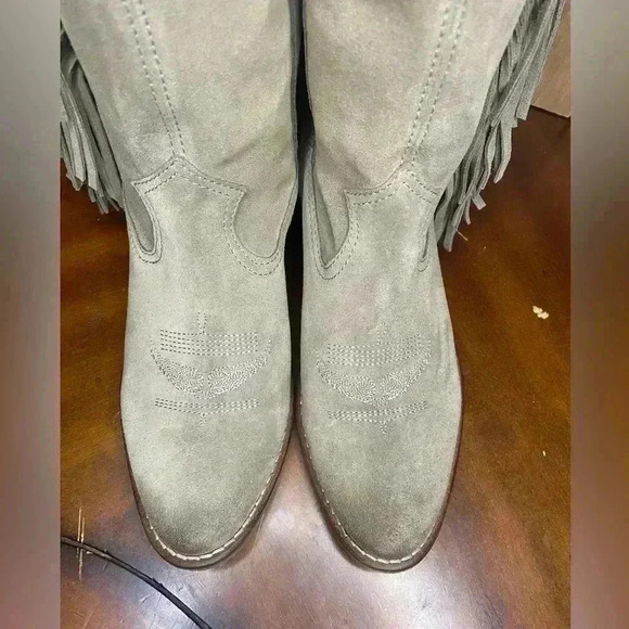Zadig & Voltaire Women's Pilar High tan suede 
Western Style Ankle Booties fring - Picture 8 of 12